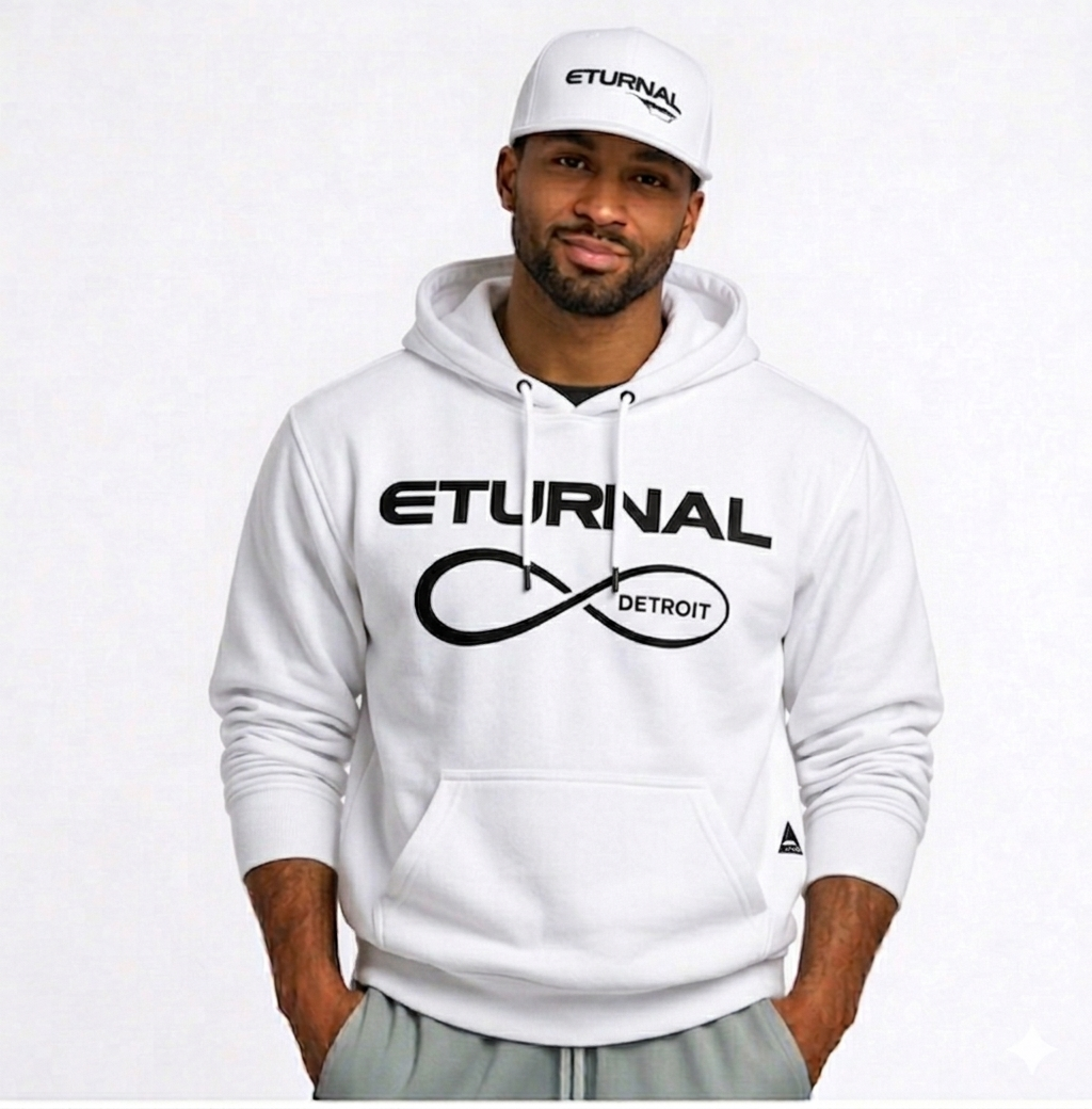 Men's Hoodie White w/Black Logo