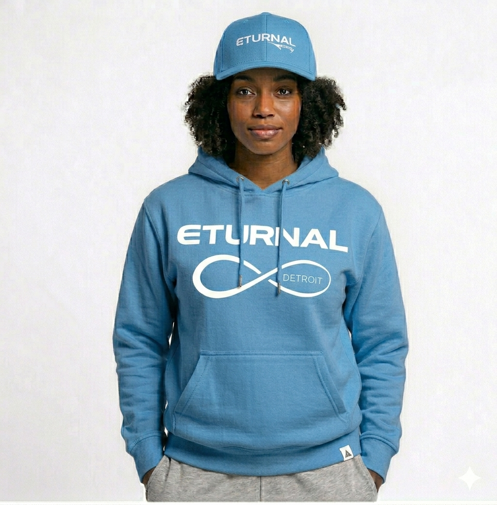Women's Light Blue Hoodie w/White Logo