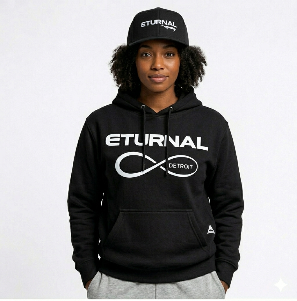 Women's Hoodie Black w/White Logo