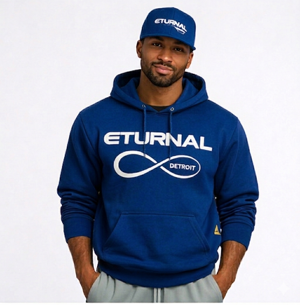 Men's Blue Hoodie w/White Logo