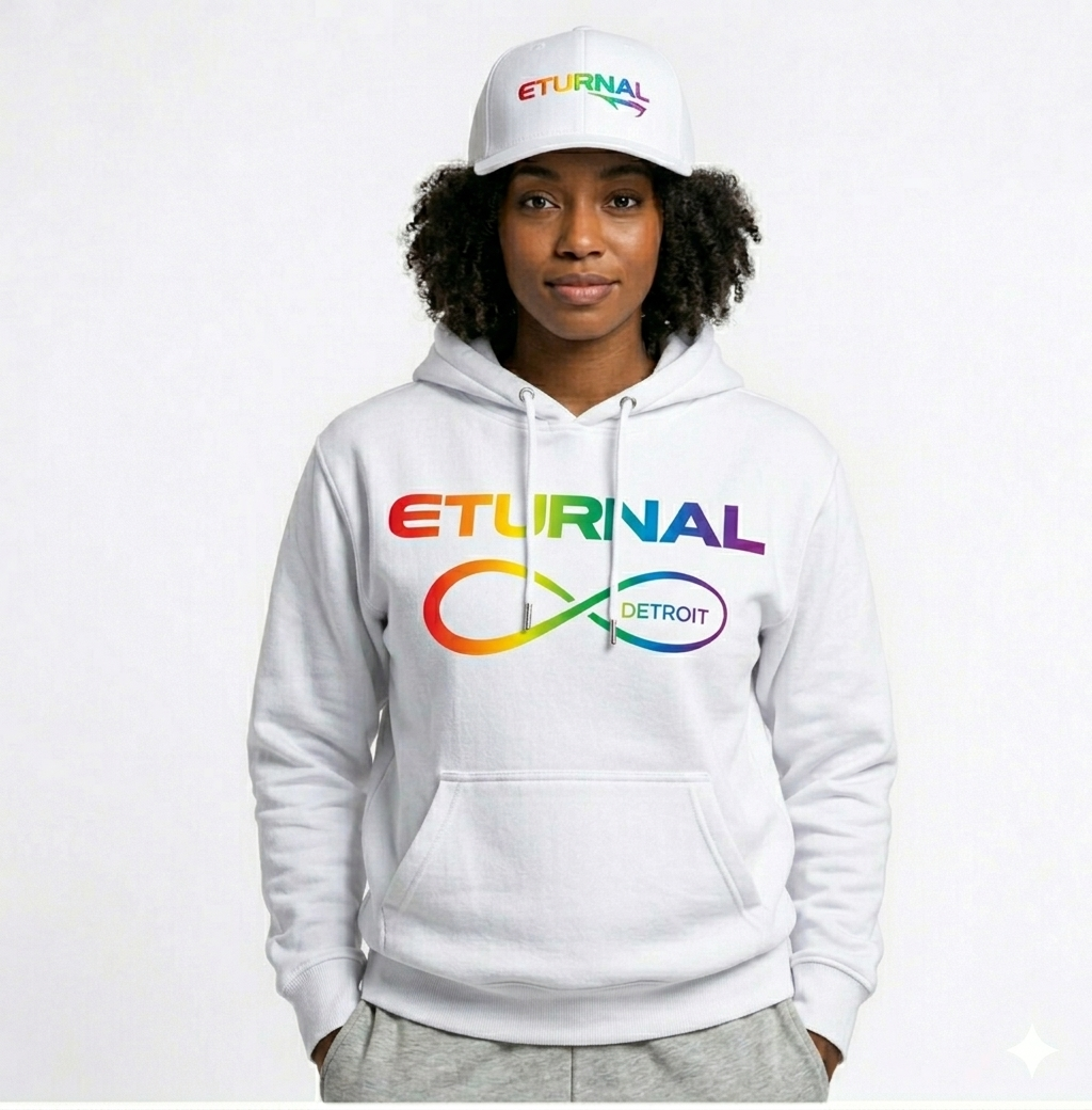 Women's Hoodie White w/Rainbow