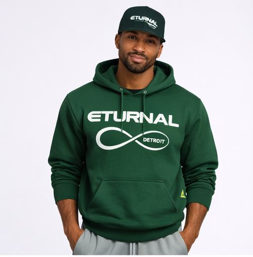 Men's Hoodie Green w/White Logo